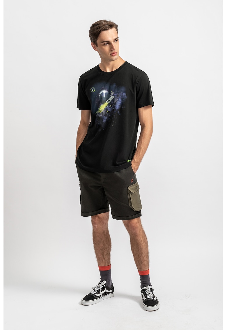 Tricou unisex de bumbac cu imprimeu - Negru stins