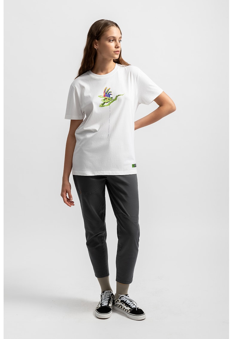 Tricou unisex de bumbac cu imprimeu - Verde/Alb murdar