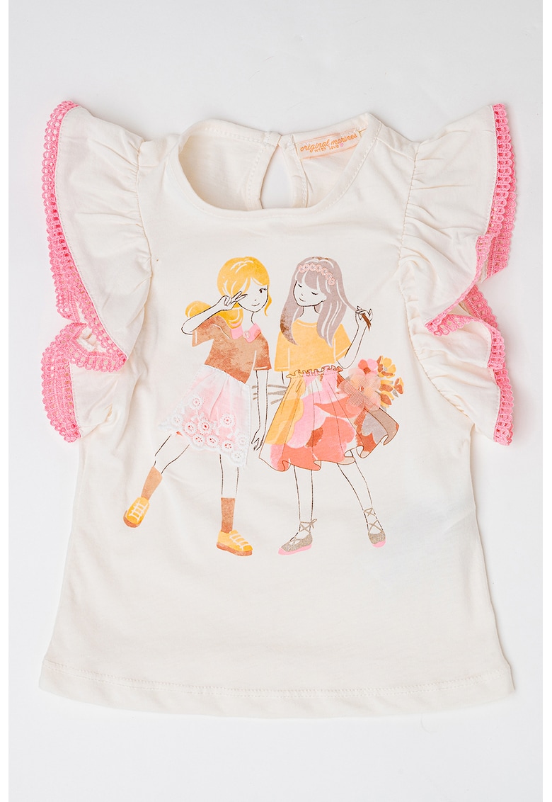 Tricou din bumbac cu imprimeu grafic - Alb murdar