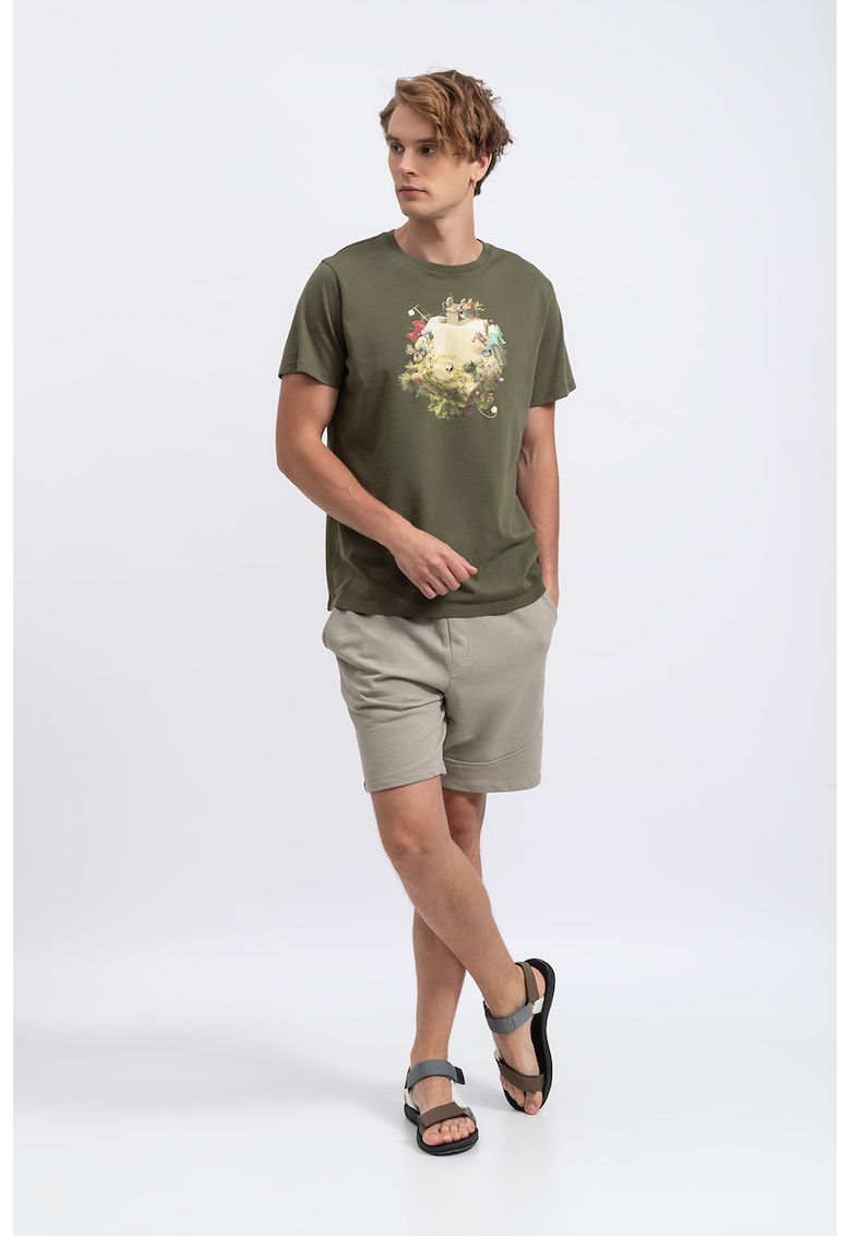 Tricou unisex cu imprimeu grafic - Kaki/Bej deschis