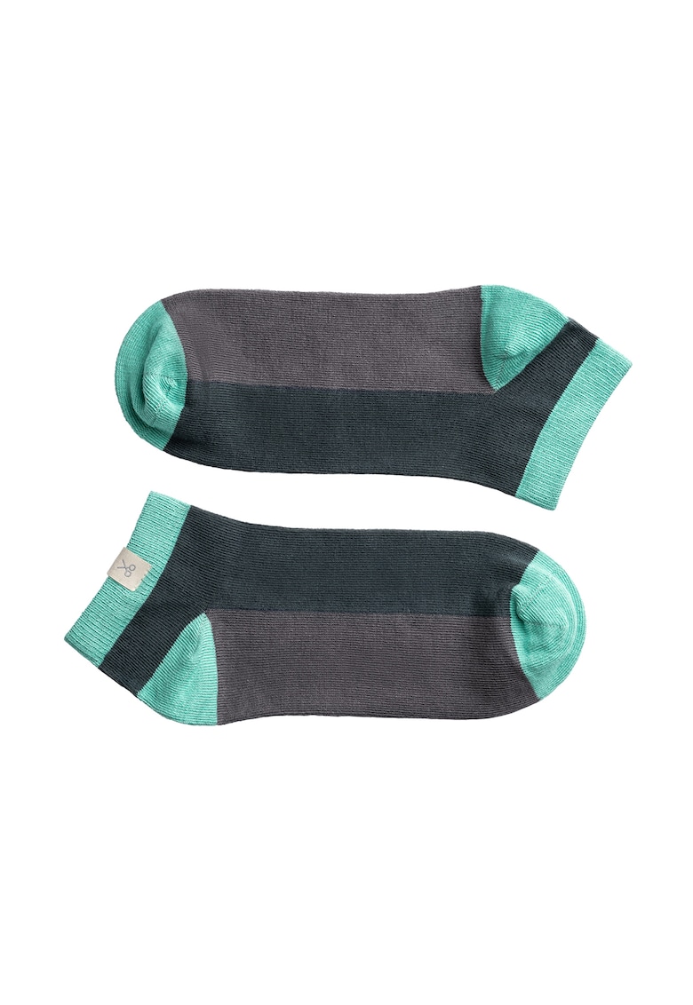 Set de sosete unisex pana la glezna - 2 perechi - Gri/Turcoaz
