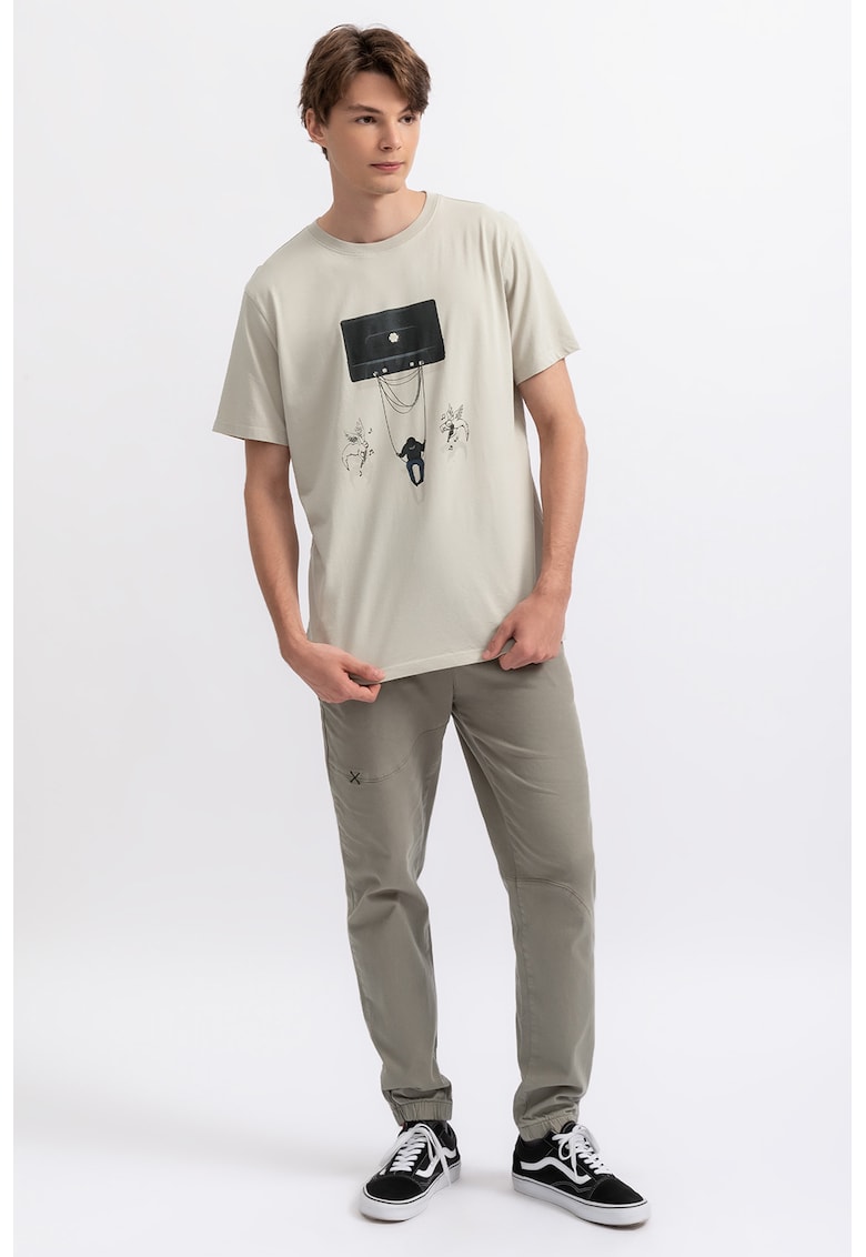 Tricou unisex cu imprimeu grafic - Negru/Bej deschis