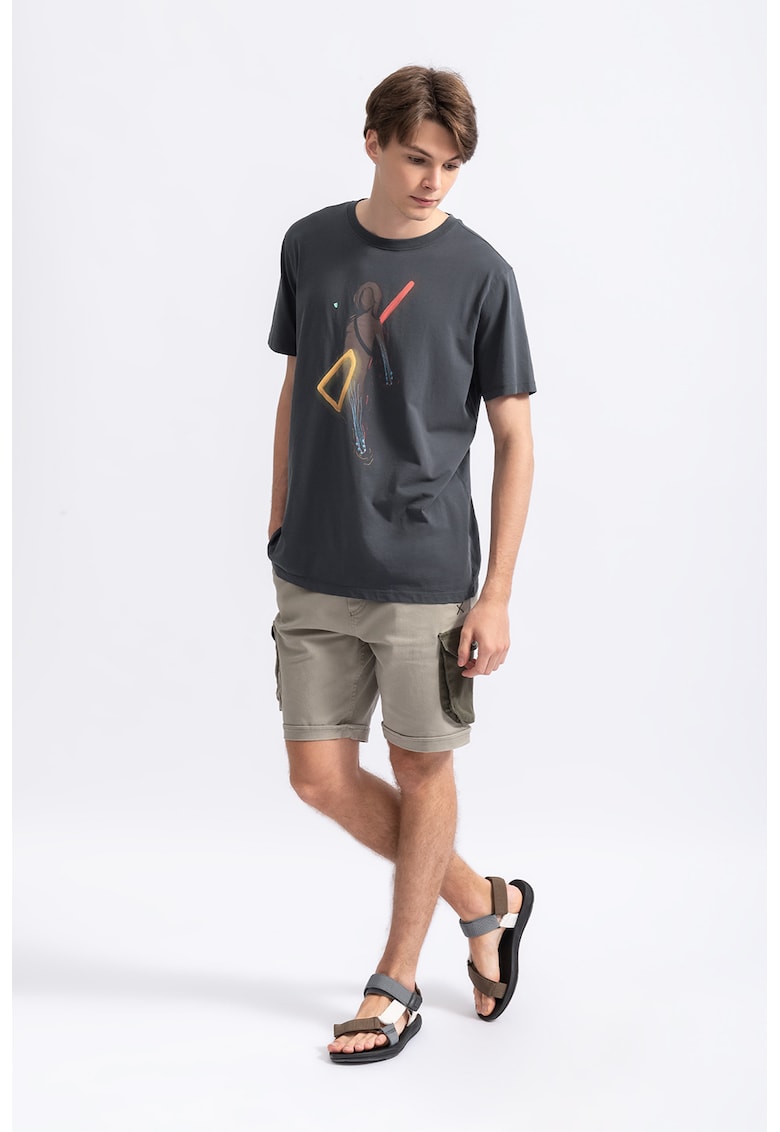Tricou unisex cu imprimeu grafic - Gri antracit