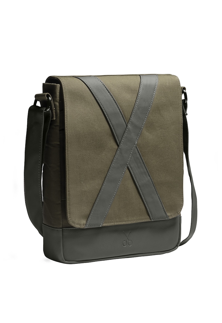 Geanta crossbody unisex cu finisaj rezistent la apa Methone - Negru/Kaki
