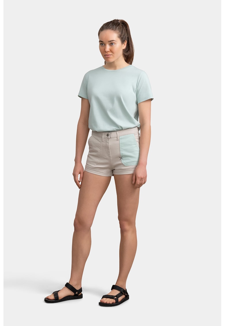 Pantaloni scurti de denim cu buzunar constrastant - Maro taupe deschis/Albastru glaciar