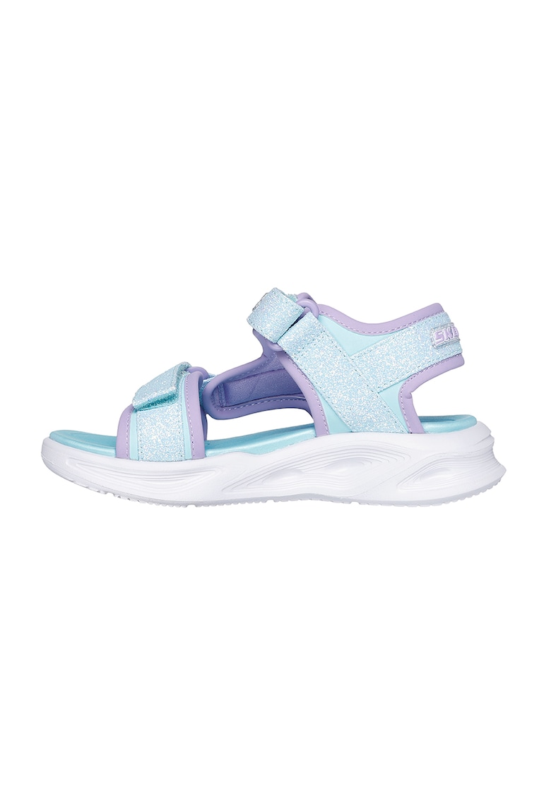 Sandale cu inchidere velcro si LED-uri - Lila/Albastru deschis