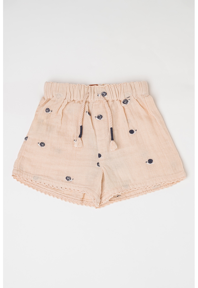 Pantaloni scurti cu snur si model - Bej deschis