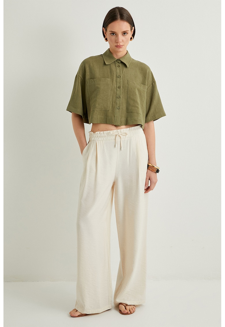Camasa crop lejera - Kaki