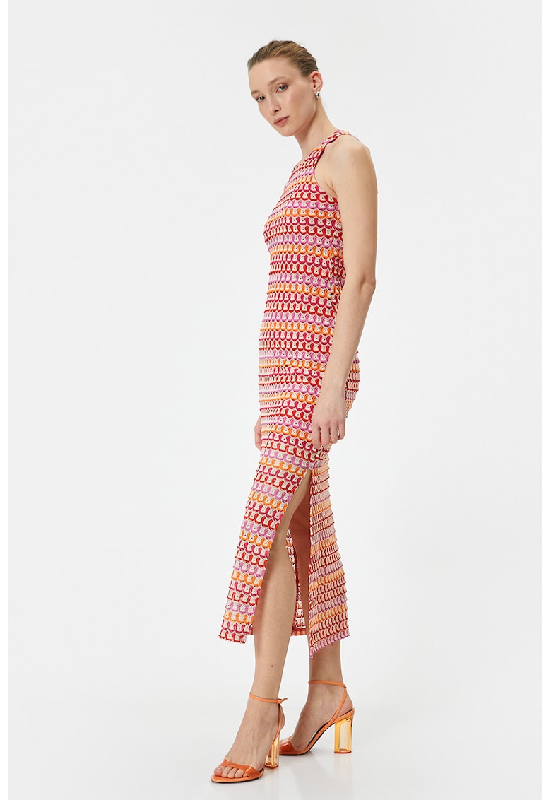 Rochie dreapta cu model - Rosu/Portocaliu/Roz
