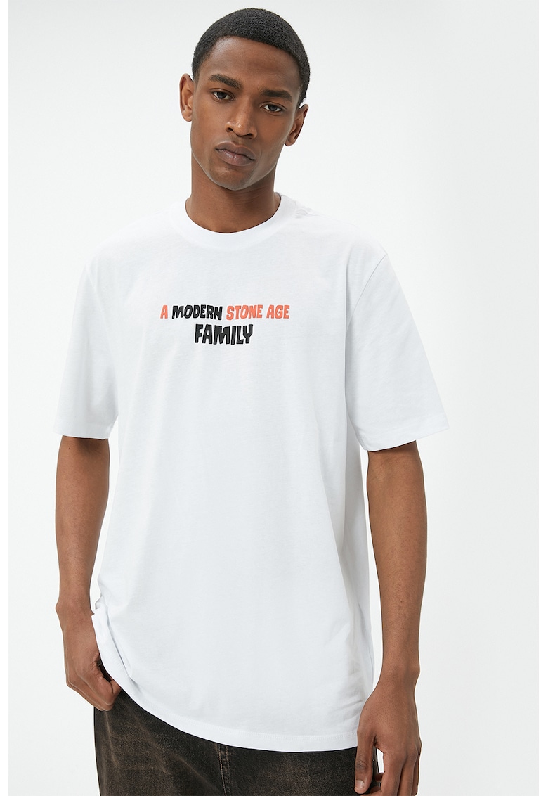 Tricou cu imprimeu The Flintstones - Alb/Negru/Portocaliu persan