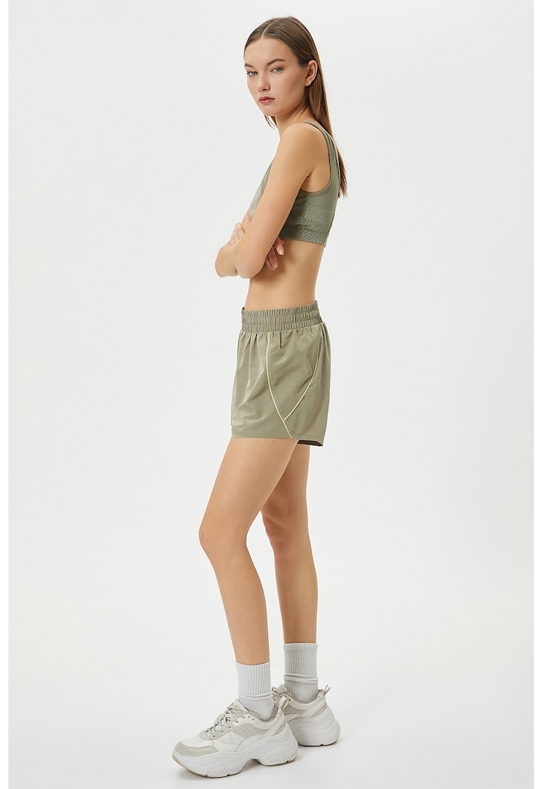 Pantaloni scurti cu talie elastica - Verde feriga