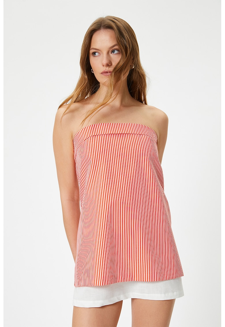 Rochie mini in dungi - Rosu/Alb