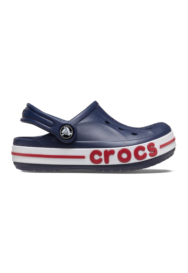 Saboti slingback cu logo in relief pe talpa - Alb/Albastru ultramarin