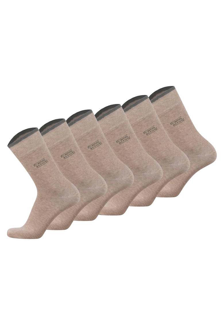 Set de sosete scurte din amestec de bumbac organic 29933 - 6 perechi - Bej