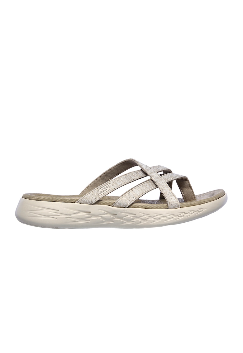Papuci flip-flop textili On-The-Go - Maro taupe deschis