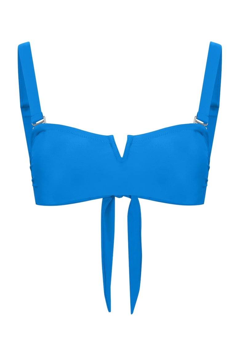 Sutien de baie cu model uni si bretele late - Albastru deschis