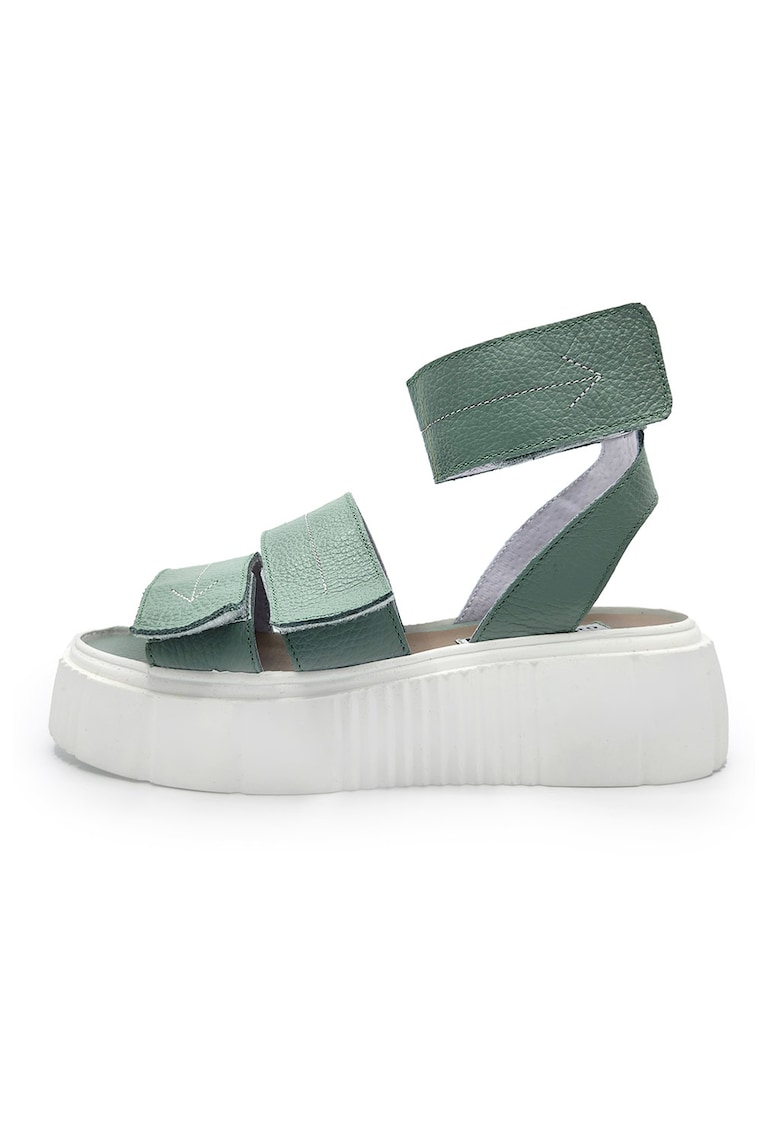 Sandale de piele cu platforma - Verde pal