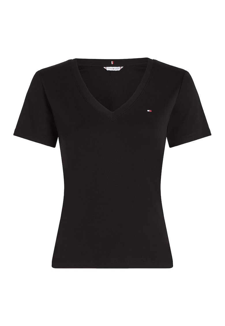 Tricou slim fit cu decolteu in V Cody - Negru
