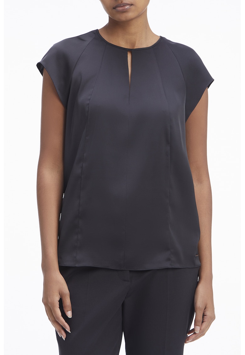 Bluza cu maneci scurte si decupaje - Negru