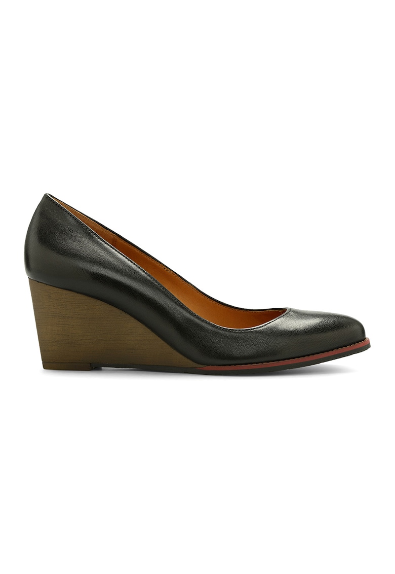 Pantofi wedge de piele - Negru