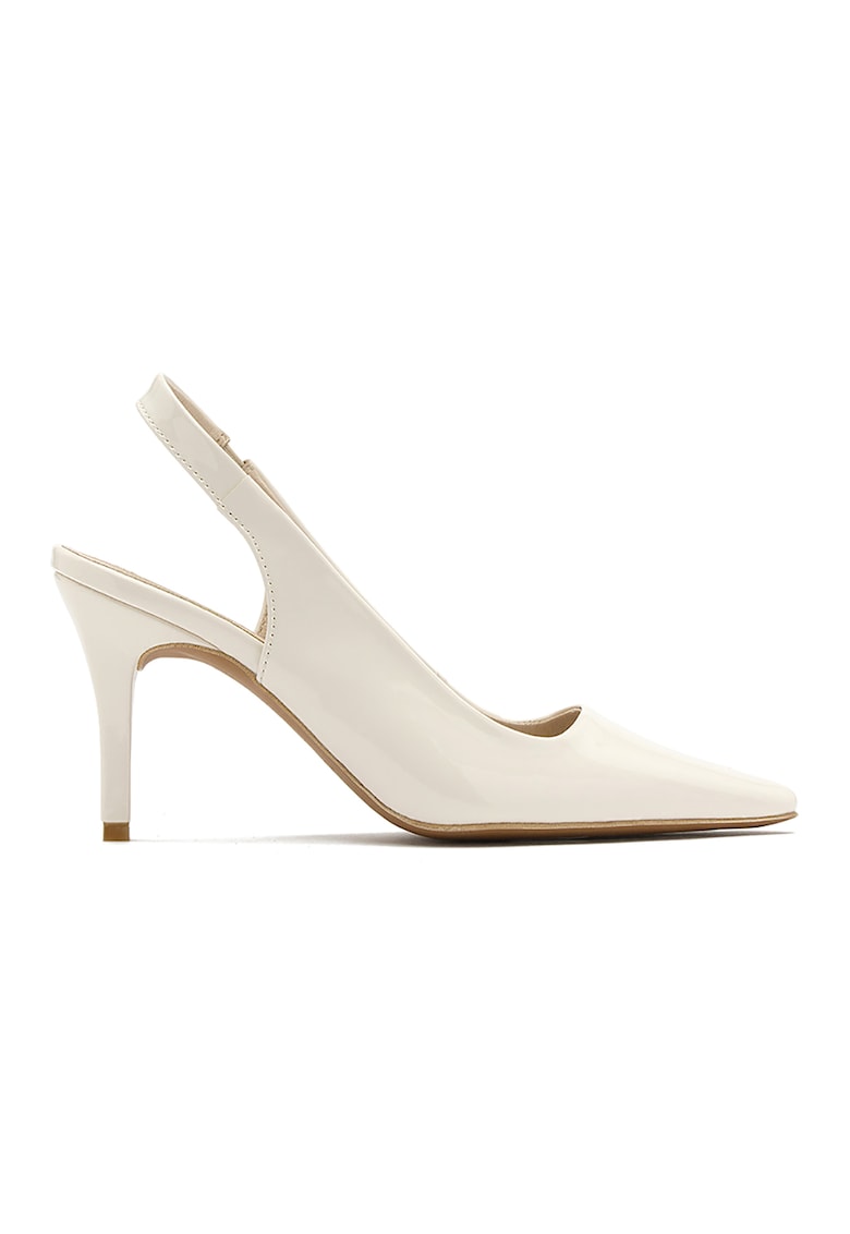 Oferte la Pantofi de piele ecologica lacuita cu bareta slingback - Crem