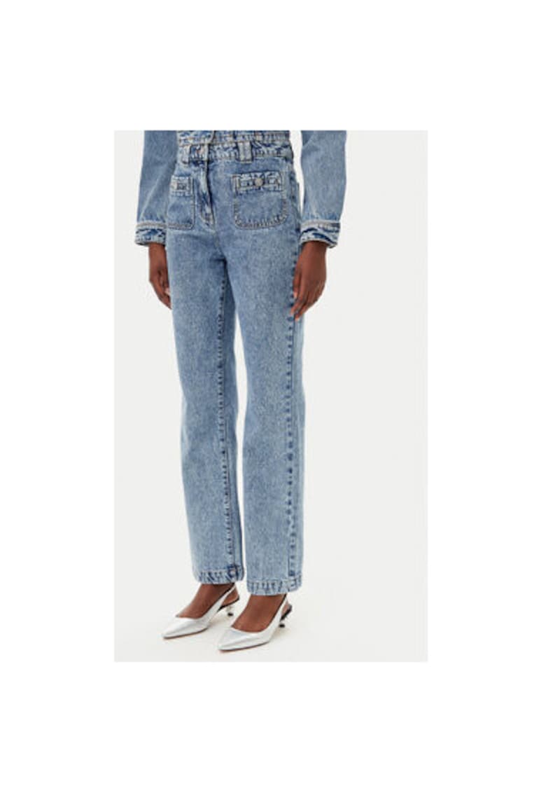 Pantaloni dama  251-PCHARME - Bumbac - Albastru deschis - Albastru deschis