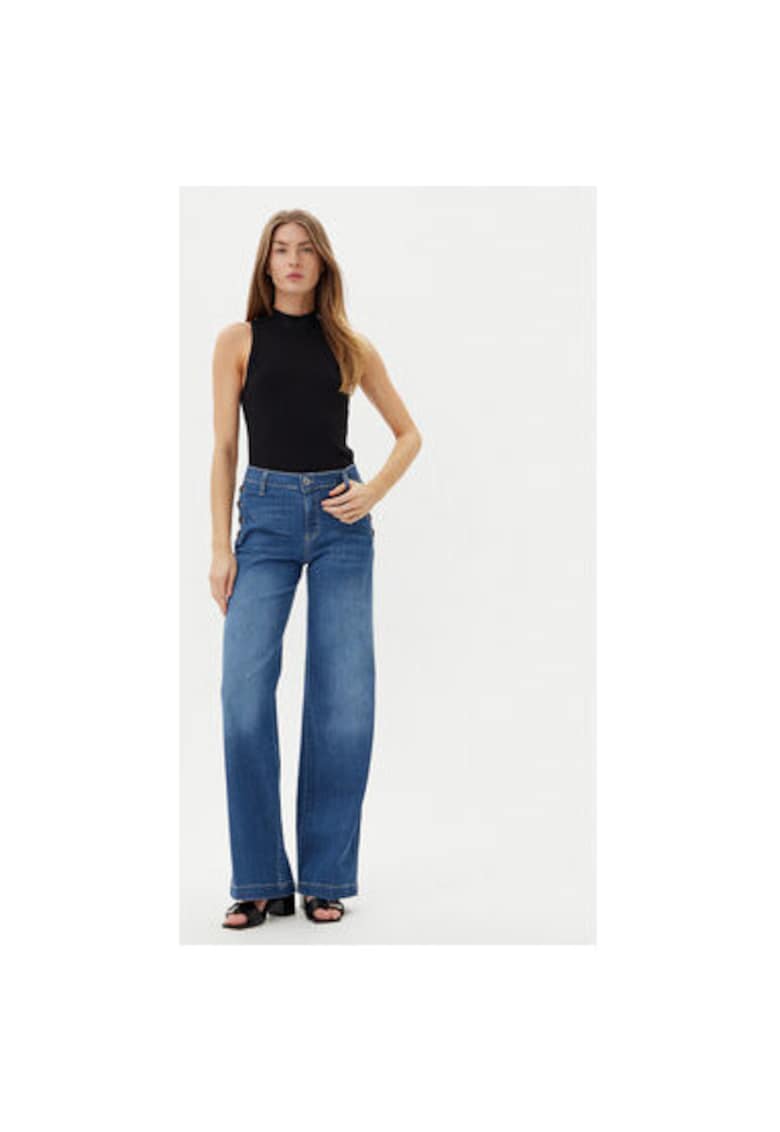 Pantaloni dama  P3FDBQ2NTZ - Bumbac - Albastru - Albastru