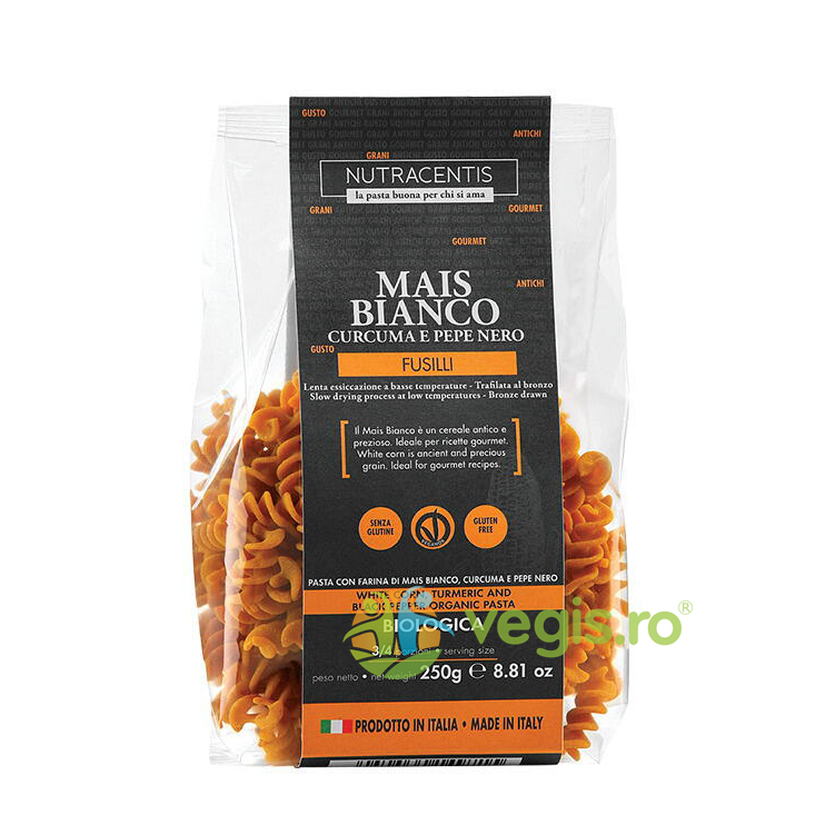 Paste din Faina de Porumb Alb cu Turmeric si Piper fara Gluten Ecologice/Bio 250g