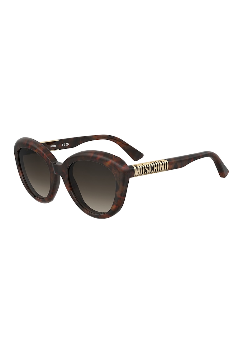 Ochelari de soare rotunzi cat-eye cu lentile in degrade - Auriu/Maro