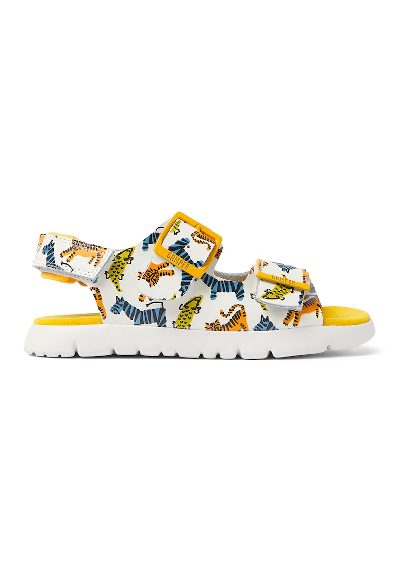 Sandale cu catarame si inchidere velcro Oruga 27427 - Alb/Albastru/Galben inchis