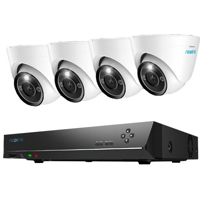 Sistem supraveghere IP exterior Reolink NVS8-12MD4, 4 camere, 12 MP, IR 30 m, 2.8 mm, microfon, HDD 2 TB