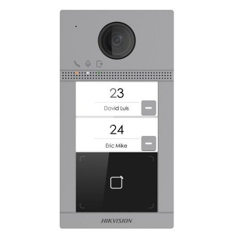 Post de exterior videointerfon IP Hikvision DS-KV8213-WME1, WiFi, 2 butoane de apelare, pentru 2 familii, montaj aplicat