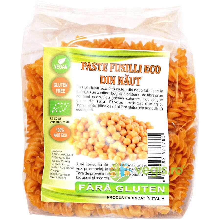 Paste Fusilli din Naut fara Gluten Ecologice/Bio 250g
