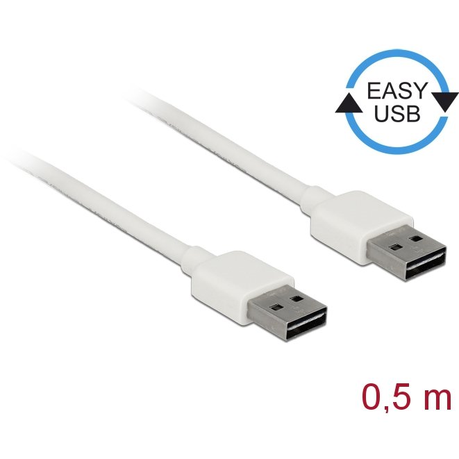 Delock Cable USB AM-AM 2.0 0.5m Easy-USB White