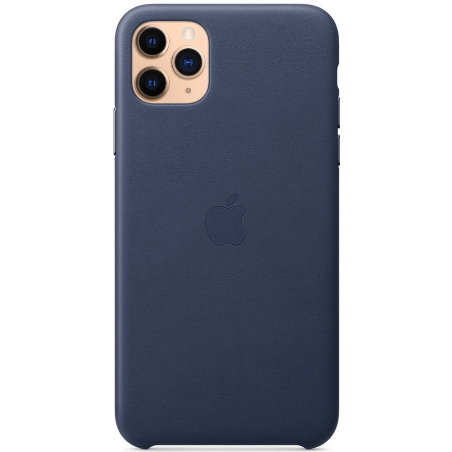 Husa de protectie Apple pentru iPhone 11 Pro Max, Piele naturala, Midnight Blue