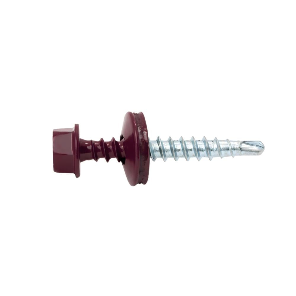 Surub autoforant pentru tigla metalica, rosu visiniu, RAL 3005, 4.8 x 19 mm, 50 bucati