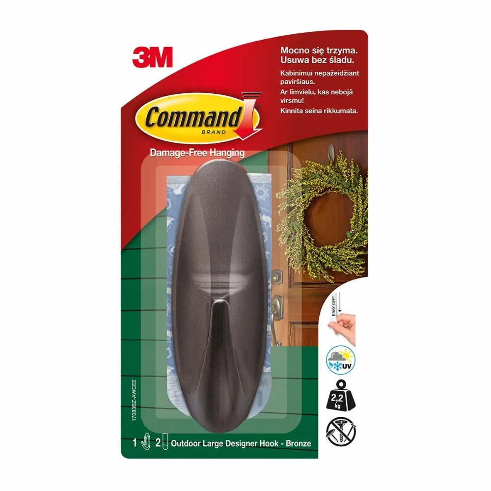 Carlig exterior 3M Command, PVC, negru bronz, 2.2 kg