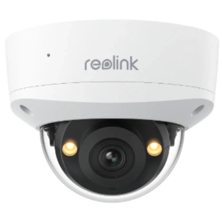 Camera supraveghere IP Dome cu iluminare duala Reolink P337, 4K, 2.8 mm, IR/Lumina alba 30 m, microfon si difuzor, slot card, PoE