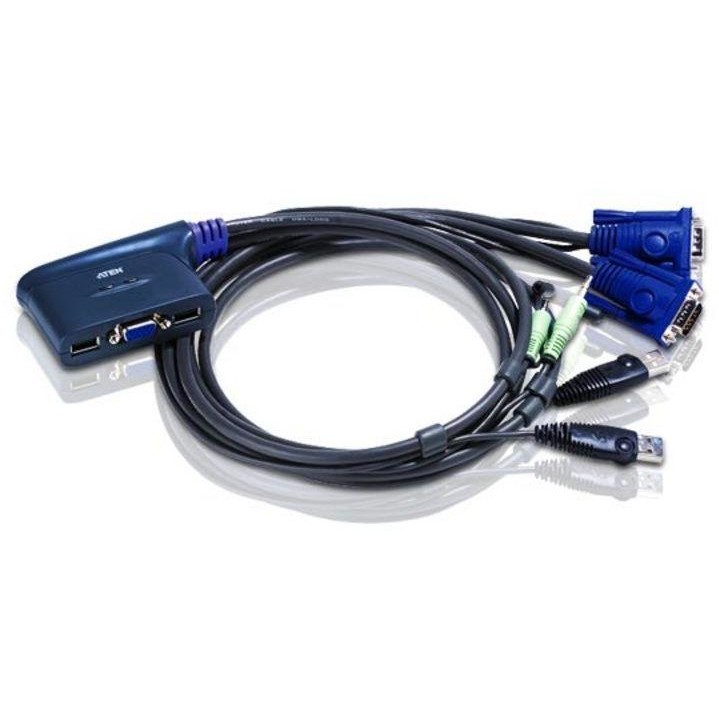 ATEN CS62U 2-Port USB KVM Switch, Speaker Support, 1.8m cables