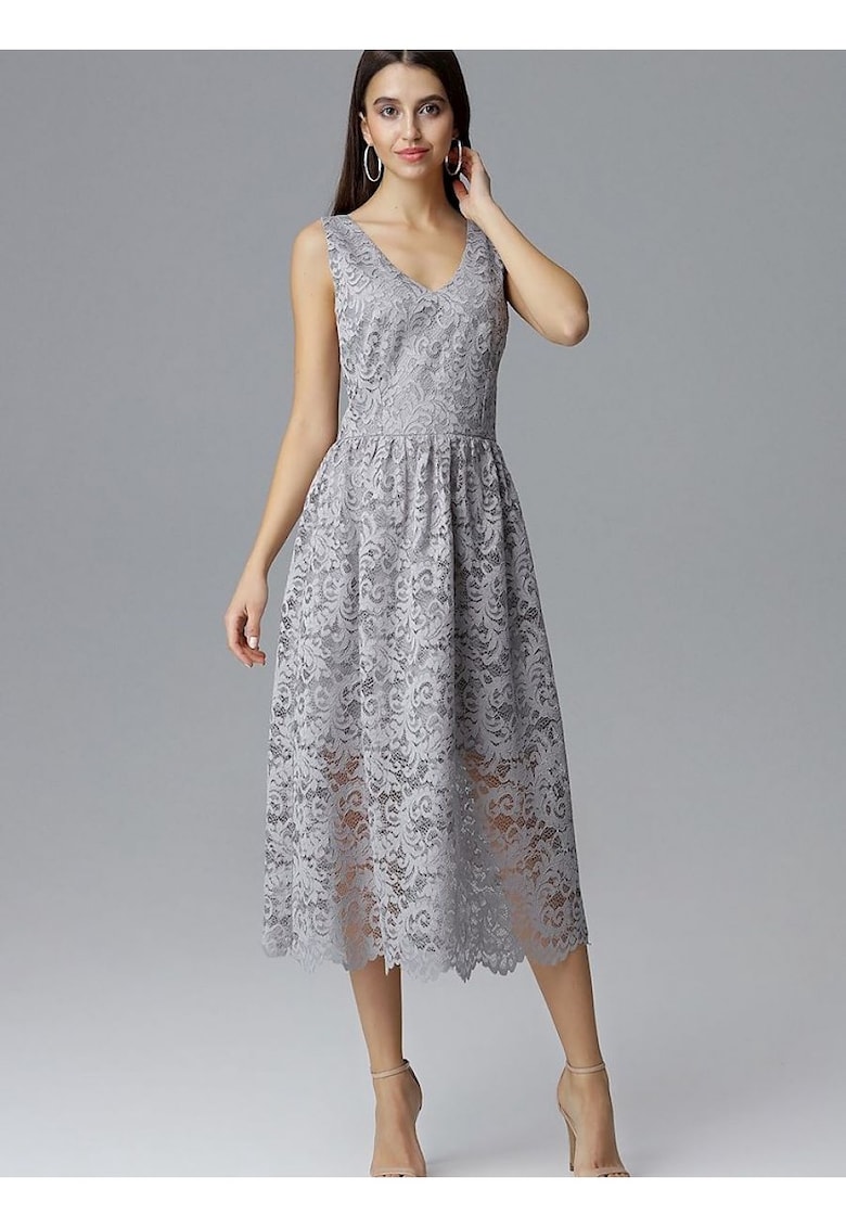 Rochie de seara -  gri - din material elegant -