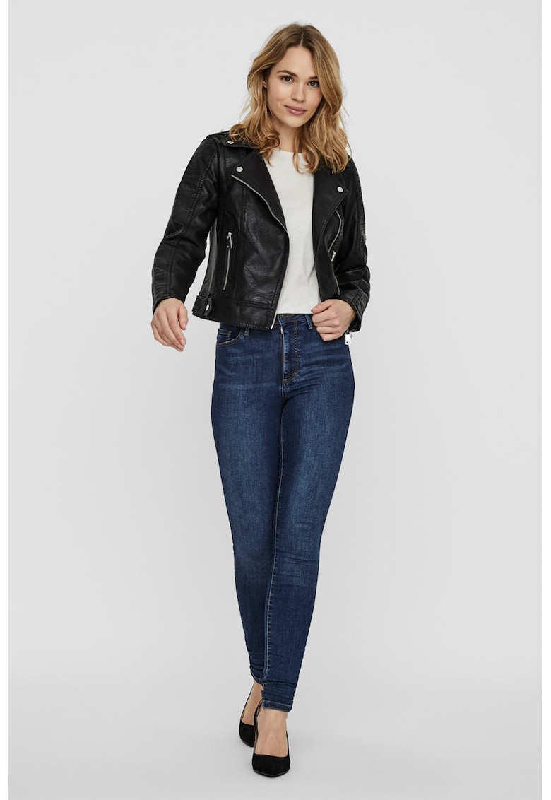 Jacheta biker din piele ecologica - Negru