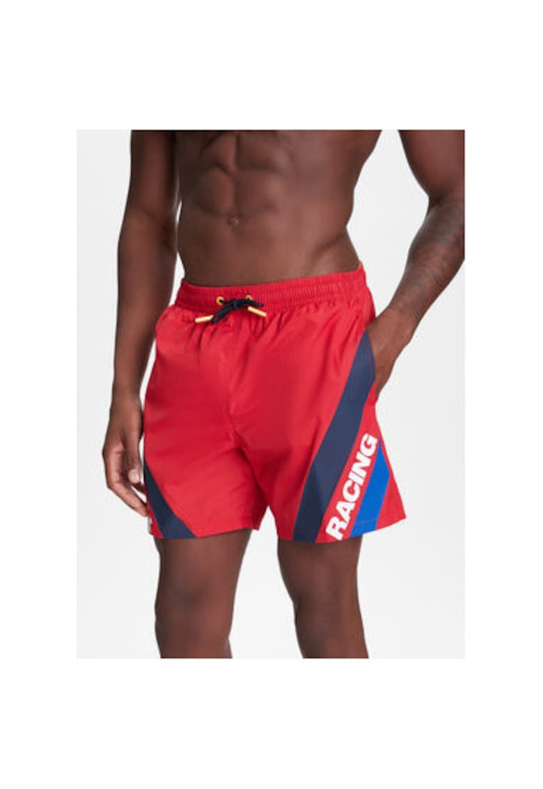 Pantaloni scurti de baie barbati  RMB10007 - Poliester - Rosu - Rosu