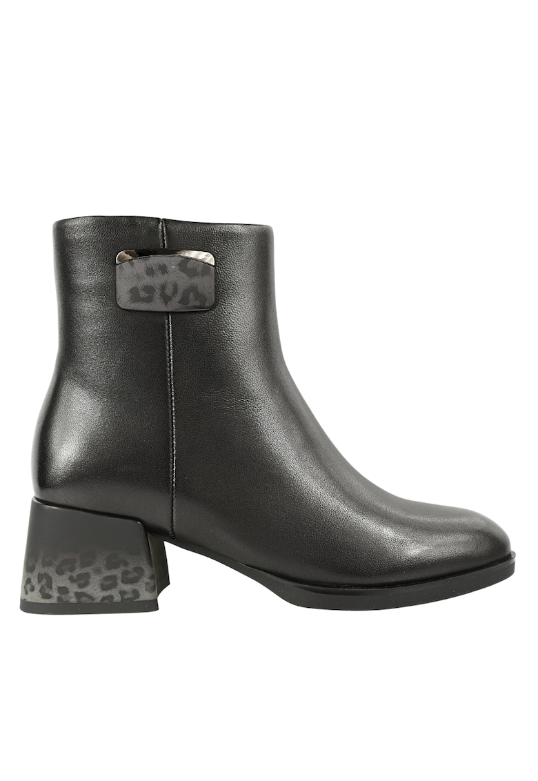 Ghete elegante - dama -  JI70034B negru - piele naturala - cu toc - Negru