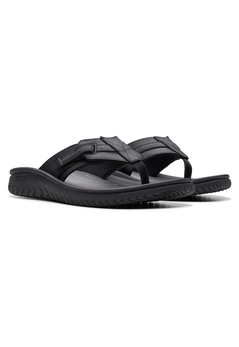 Papuci flip-flop barbati  26176988 - Piele naturala - Negru - Negru