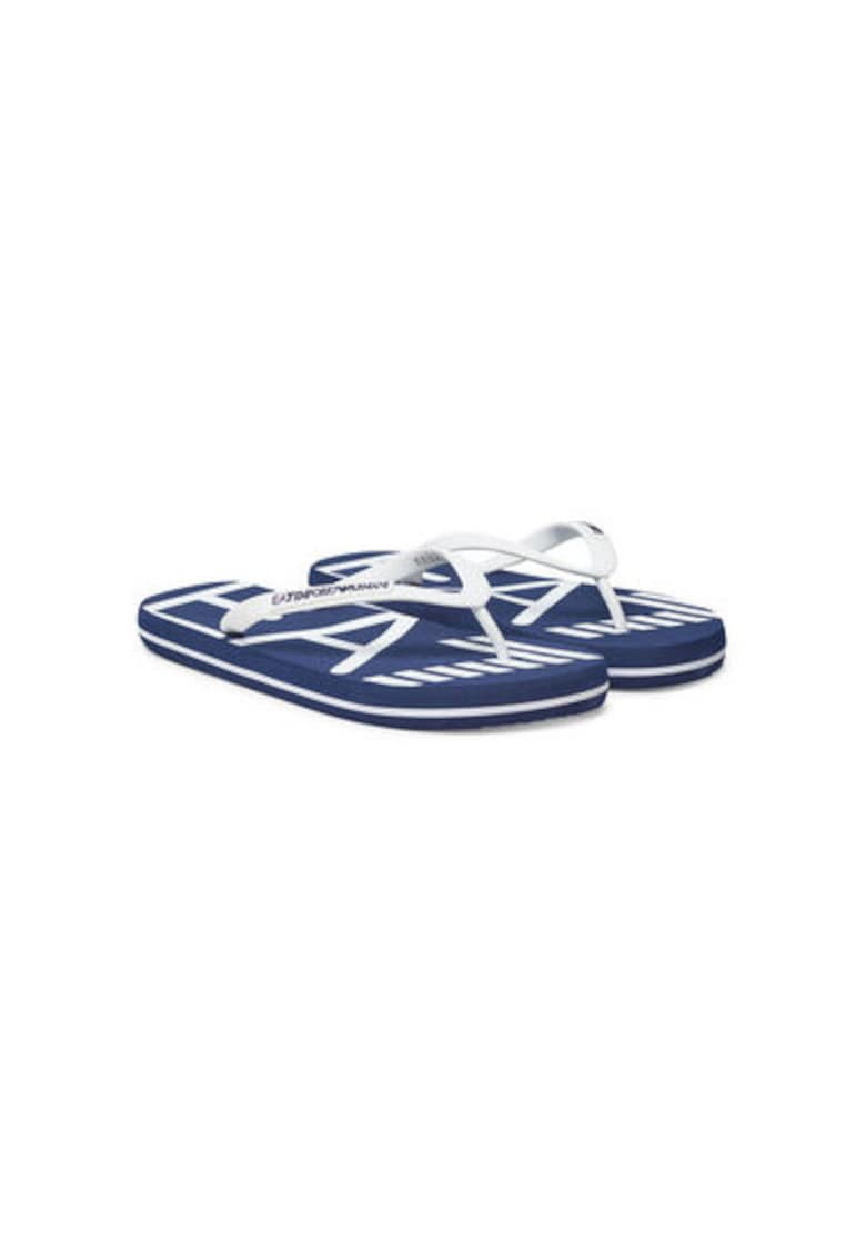 Papuci flip-flop barbati  Emporio Armani - XCQ004 XK196 - Sintetic - Alb/Negru - Alb/Negru