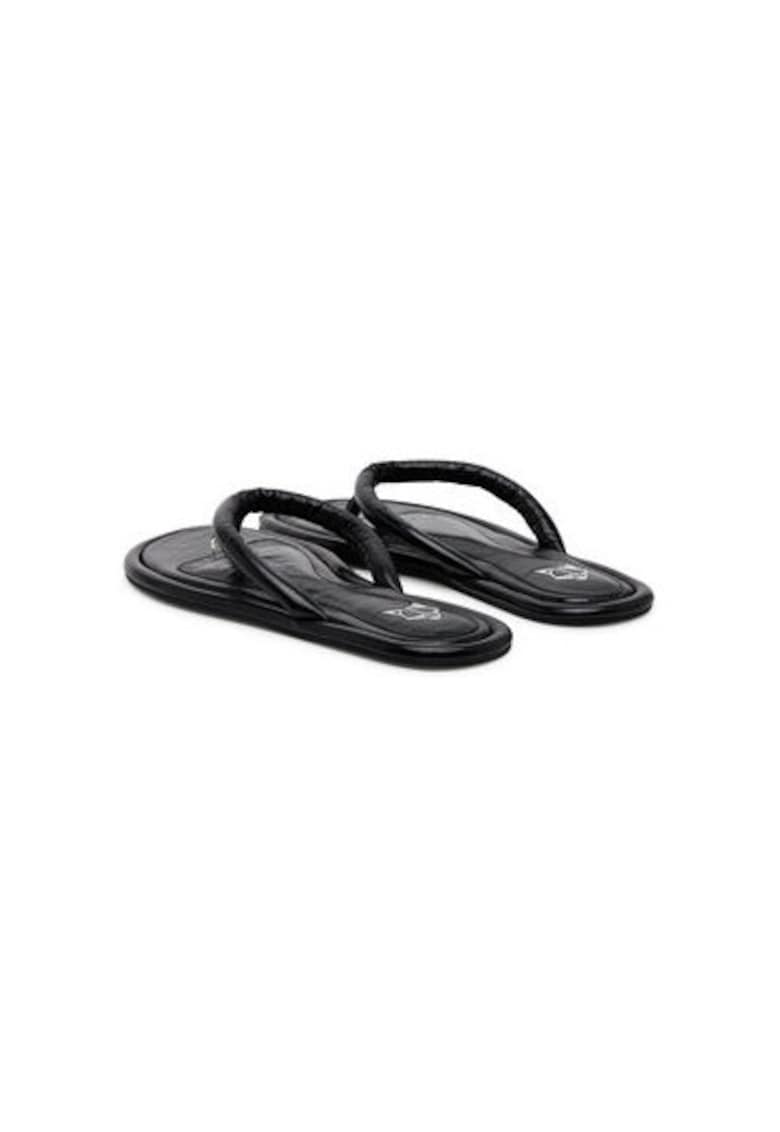 Papuci flip-flop dama  GRENADA - Piele naturala - Negru - Negru