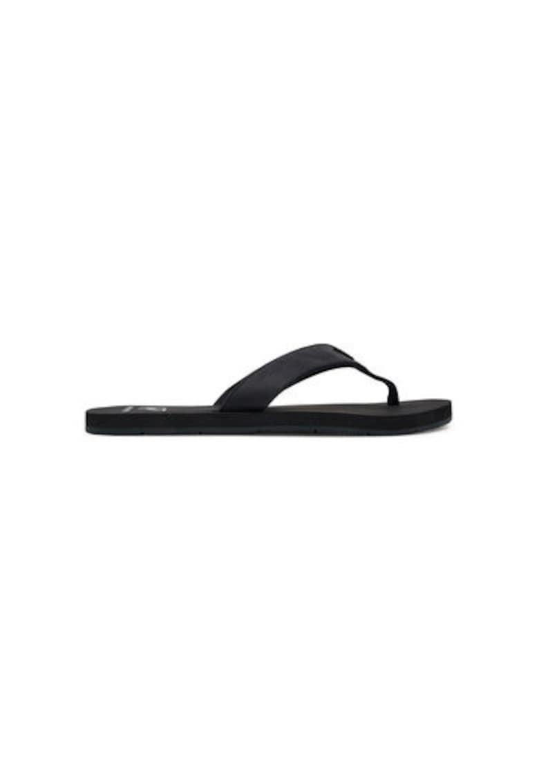 Papuci flip-flop barbati  11955 - Piele naturala - Negru - Negru