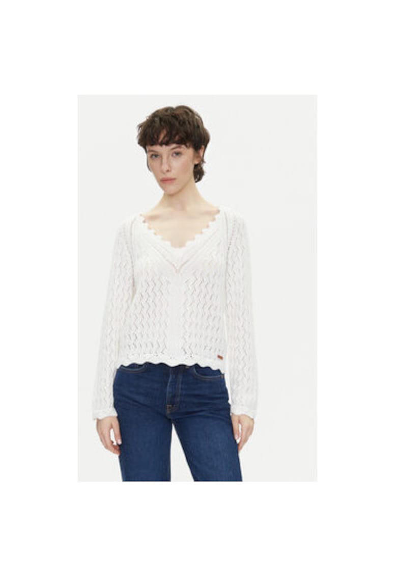 Pulover dama  PL702288 - Bumbac - Ecru - Ecru