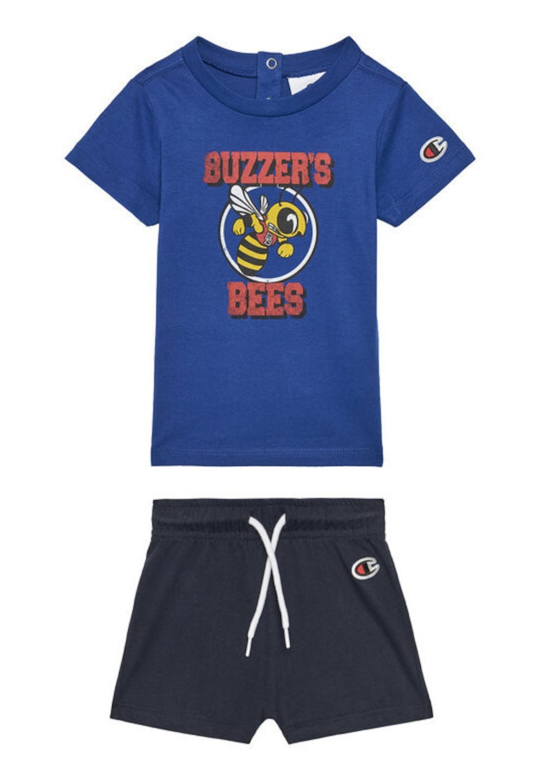 Set tricou si pantaloni scurti baieti  307013 - Bumbac - Bleumarin/Albastru - Albastru/Bleumarin