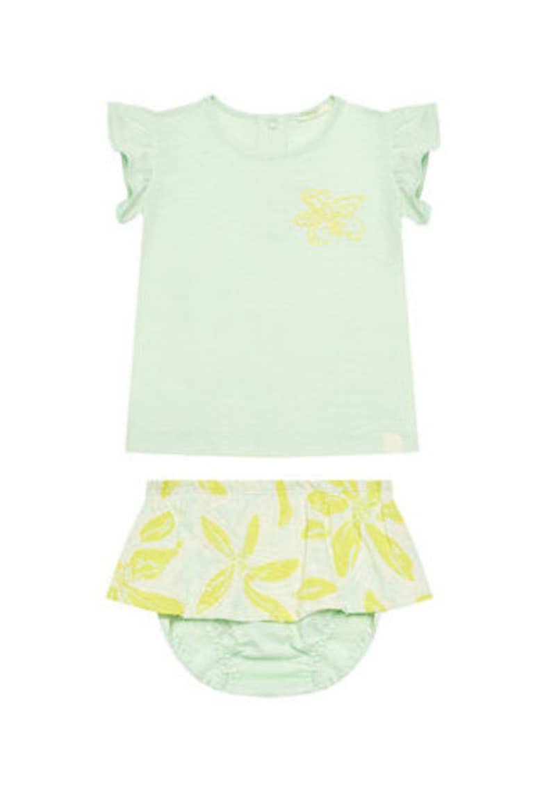 Set tricou si pantaloni scurti fete  3O7SAK015 - Bumbac - Verde